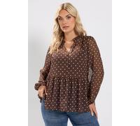 Yours Women's Polka Dot Blouse in Chocolate | Size: 26/28