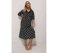 Yours Polka Dot Collared Dress In Black Black 20