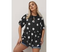 Yours Limited Collection Curve Polka Dot Tie Front Collared Top - Women's - Plus Size Curve Black