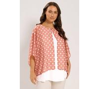 Yours Polka Dot Double Layer Top In Pink Pink
