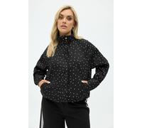 Yours Women's Polka Dot Funnel Neck Bomber Jacket in Black | Size: 20