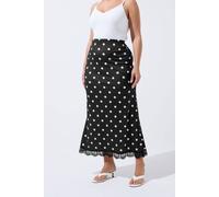 Yours Polka Dot Lace Hem Skirt In Black Black
