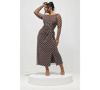 Yours Polka Dot Maxi Dress In Chocolate Chocolate