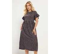 Yours Curve Brown Polka Dot Midi Dress - Women's - Plus Size Curve