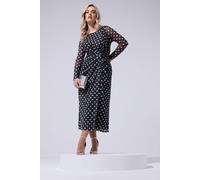 Yours London Curve Blue Polka Dot Knot Dress - Women's - Plus Size Curve