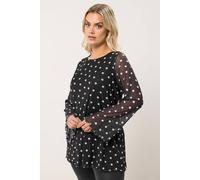 Yours Polka Dot Mesh Swing Top In Black Black 30-32