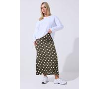 Yours Women's Polka Dot Midi Skirt in Chocolate | Size: 18 Yours Chocolate 18