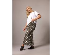 Yours Polka Dot Midi Skirt In Chocolate Chocolate 30-32