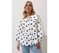 Yours Polka Dot Oversized Collar Blouse In White White 20