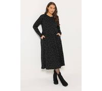 Yours Polka Dot Peplum Maxi Dress In Black Black 26-28