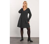 Yours Women's Polka Dot Pleat Front Dress in Black | Size: 18 Yours Black 18
