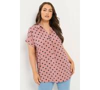 Yours Women's Polka Dot Pleat Front Shirt in Pink | Size: 30/32