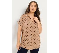 Yours Polka Dot Pleat Front Shirt In Tan Tan