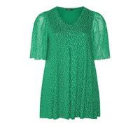 Yours Curve Polka Dot Pleat Front Top - Women's - Plus Size Curve Green