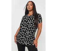 Yours Polka Dot Print Blouse In Black Black 22-24