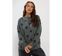 Yours Women's Polka Dot Sweatshirt in Grey | Size: 30/32
