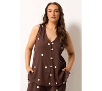 Yours Women's Polka Dot Textured Waistcoat in Chocolate | Size: 20 Yours Chocolate 20