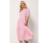 Yours Curve Pink Polka Dot Tiered Dress - Women's - Plus Size Curve