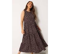 Yours Curve Brown Polka Dot Tiered Maxi Dress - Women's - Plus Size Curve