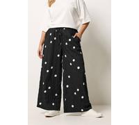 Yours Curve Polka Dot Wide Leg Trousers - Women's - Plus Size Curve Black