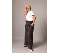 Yours Curve Brown Polka Dot Wide Leg Trousers - Women's - Plus Size Curve