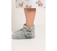 Yours - Pom Pom Faux Fur Boot Slipper - Women's - Plus Size Curve