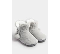 Yours - Pom Pom Faux Fur Boot Slippers - Women's