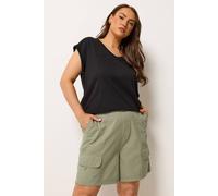 Yours Curve Green Poplin Cargo Shorts - Women's - Plus Size Curve