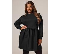 Yours Poplin Jumper Dress In Black Black 14