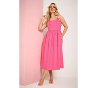 Yours Women's Poplin Midi Dress in Pink | Size: 14 Yours Pink 14