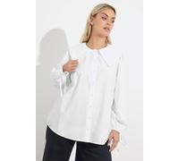 Yours Women's Poplin Statement Collar Shirt in White | Size: 22-24 Yours White 22-24
