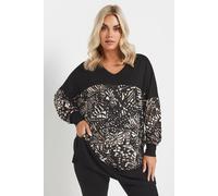 Printed Colourblock Top Yours Black 22-24