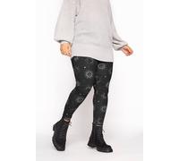 Yours Printed Leggings In Black Black 16