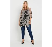 Printed Oversized Mesh Top Yours Brown 20