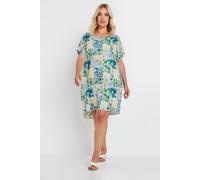 Yours Curve Tile Print Tunic Dress - Women's - Plus Size Curve Green