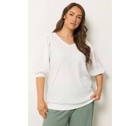 Yours Curve Puff Sleeve Top - Women's - Plus Size Curve White