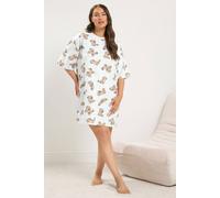 Yours Women's Puppy Print Sleep T-Shirt in Light Grey | Size: 22/24