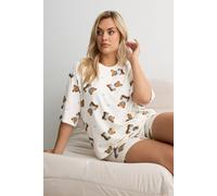 Yours Curve Ivory Teddy Short Pyjama Set - Women's - Plus Size Curve