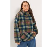 Yours Women's Quarter Zip Check Fleece in Green | Size: 22-24 Yours Green 22-24