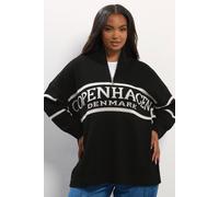 Yours Quarter Zip Jumper In Black Black 18-20