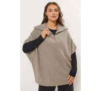 Yours Curve Natural Quarter Zip Short Sleeve Jumper - Women's - Plus Size Curve Brown