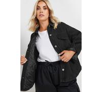 Yours Quilted Denim Shacket In Black Black 18