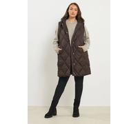 Yours Quilted Midi Gilet In Chocolate Chocolate 18