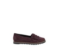 Yours - Red Faux Suede Fringe Loafers in Wide E Fit - Women's