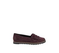 Yours - Red Faux Suede Fringe Loafers in Wide E Fit - Women's