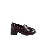 Patent Heeled Tassel Loafers Yours Burgundy 6EEE