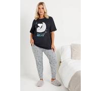 Yours - Snoopy Curve Blue 'Relax' Cuffed Pyjama Set - Women's - Plus Size Curve