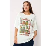 Yours Curve White 'The Pantry Co.' Relaxed Graphic T-Shirt - Women's - Plus Size Curve