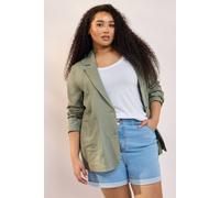 Yours Curve Green Relaxed Linen Blazer - Women's - Plus Size Curve