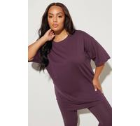 Yours Curve Dark Relaxed Longline T-Shirt - Women's - Plus Size Curve Purple